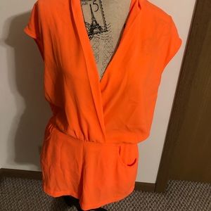 Neon coral romper